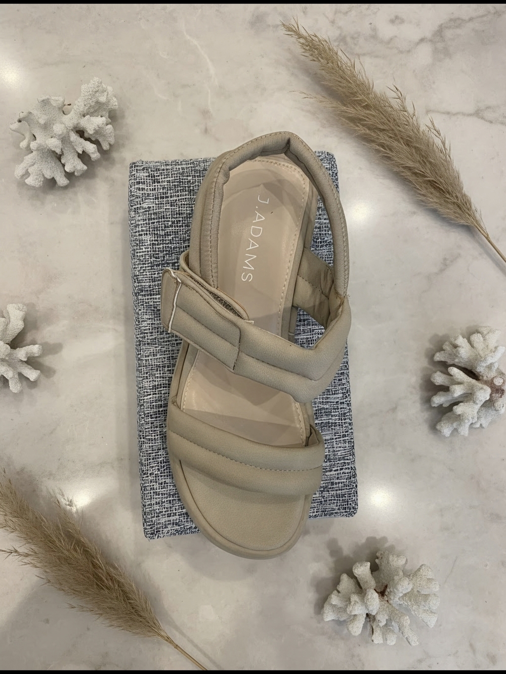 J. Adams Women's Beige/Sage Padded Strap Platform Sandal